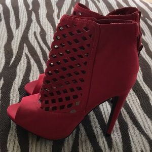 Red red red cut out toe booties hot hot hot